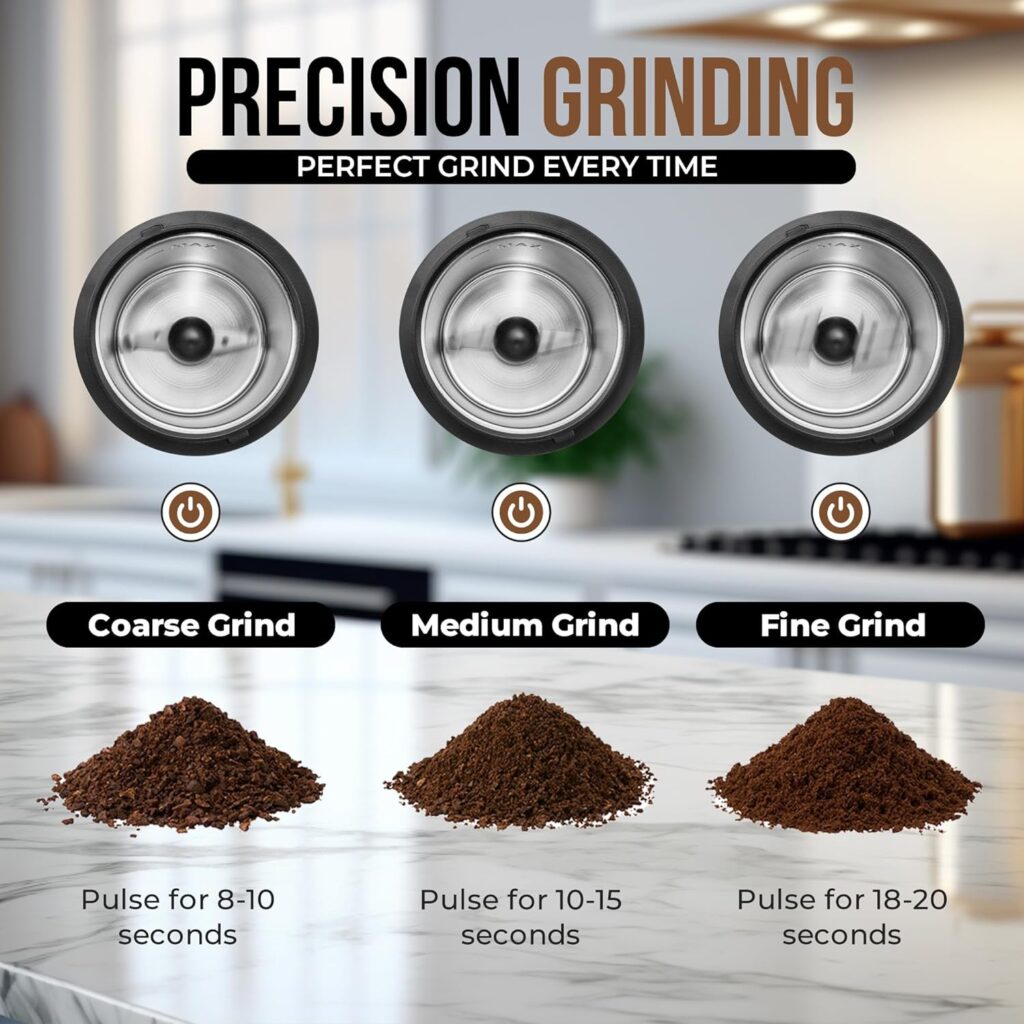 Coffee Grinder Electric - Quiet Stainless Steel Blade Coffee Bean Grinder And Spice Grinder - Great For Coffee Beans And Spices - Small Coffee Grinder Perfect For At Home Coffee Enthusiasts