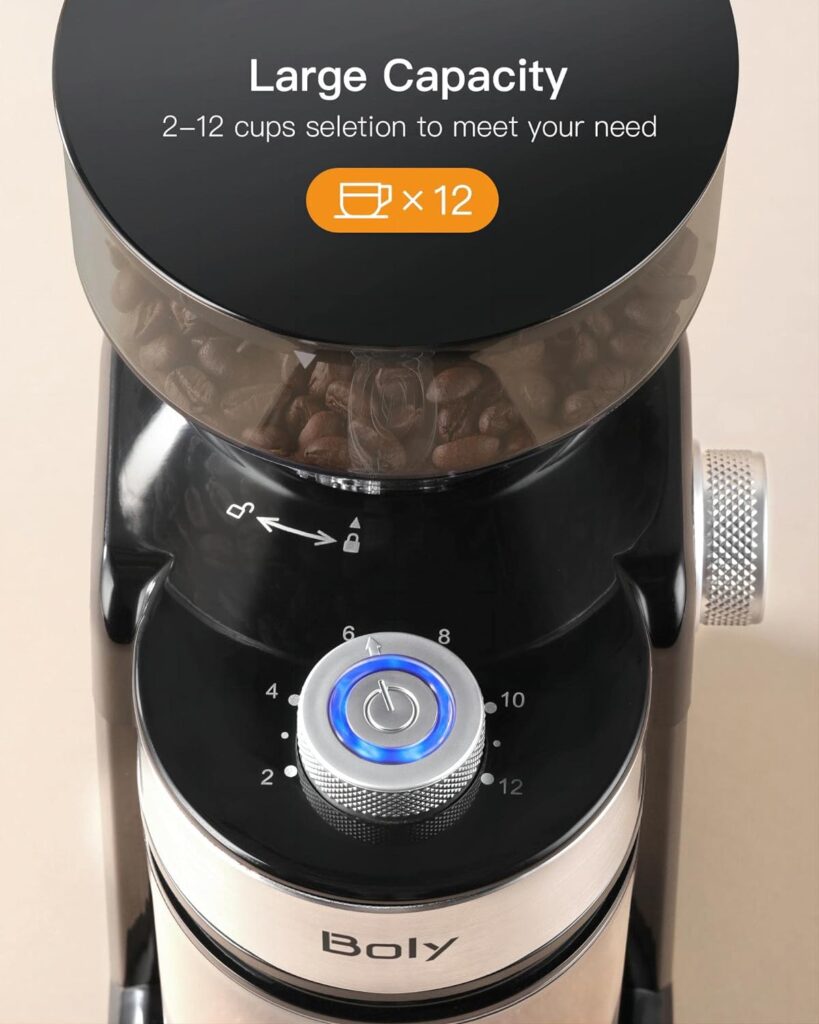 Electric Burr Coffee Grinder, Adjustable Burr Mill Coffee Bean Grinder with 18 Grind Settings, Burr Coffee Grinder for Espresso, Drip Coffee and French Press, Black