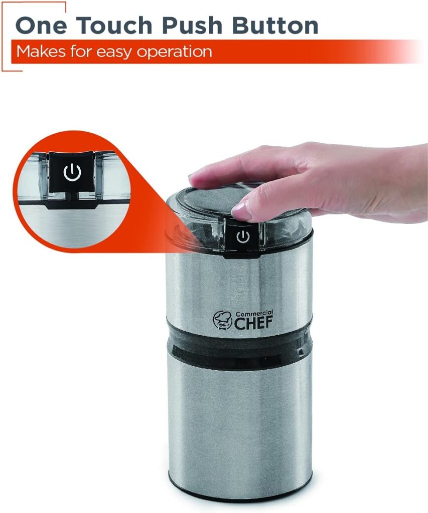 Electric Coffee Grinder Spice Grinder - Stainless Steel Blades Grinder for Coffee Bean Seed Nut Spice Herb Pepper, Brushed Stainless Steel Texture and Transparent Lid