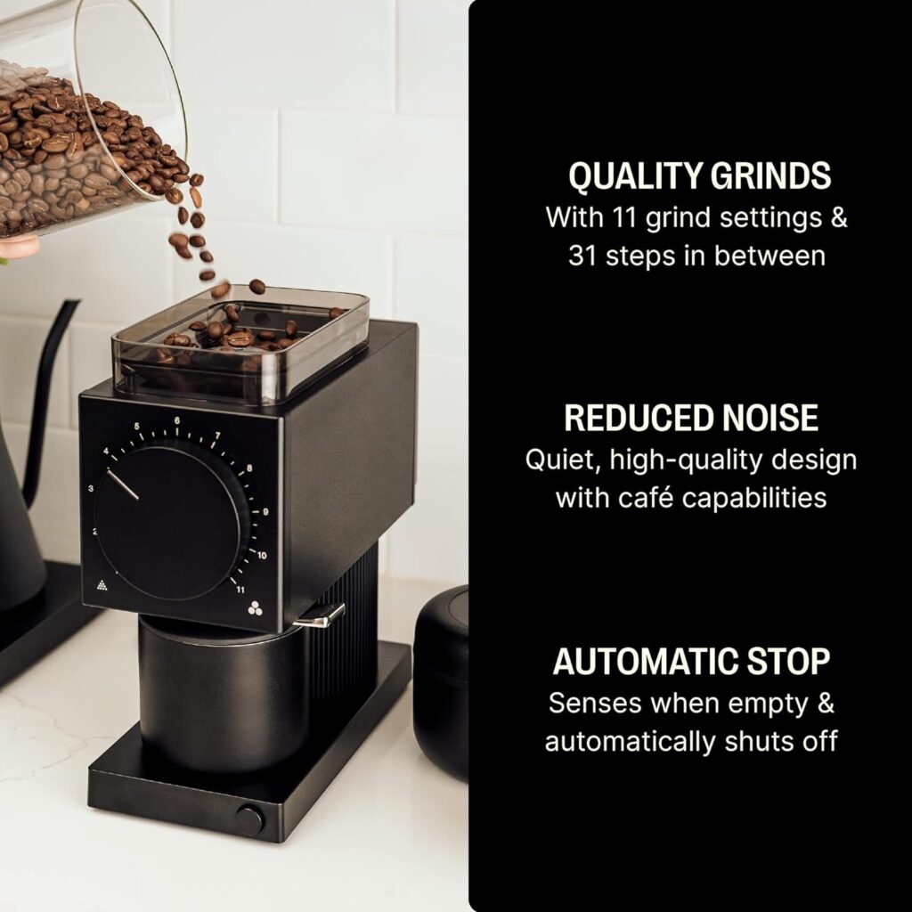 Fellow Ode Brew Grinder - Burr Coffee/Coffee Bean Grinder with 31 Settings for Drip, French Press  Cold Brew - Small Footprint Electric Grinder - Matte Black