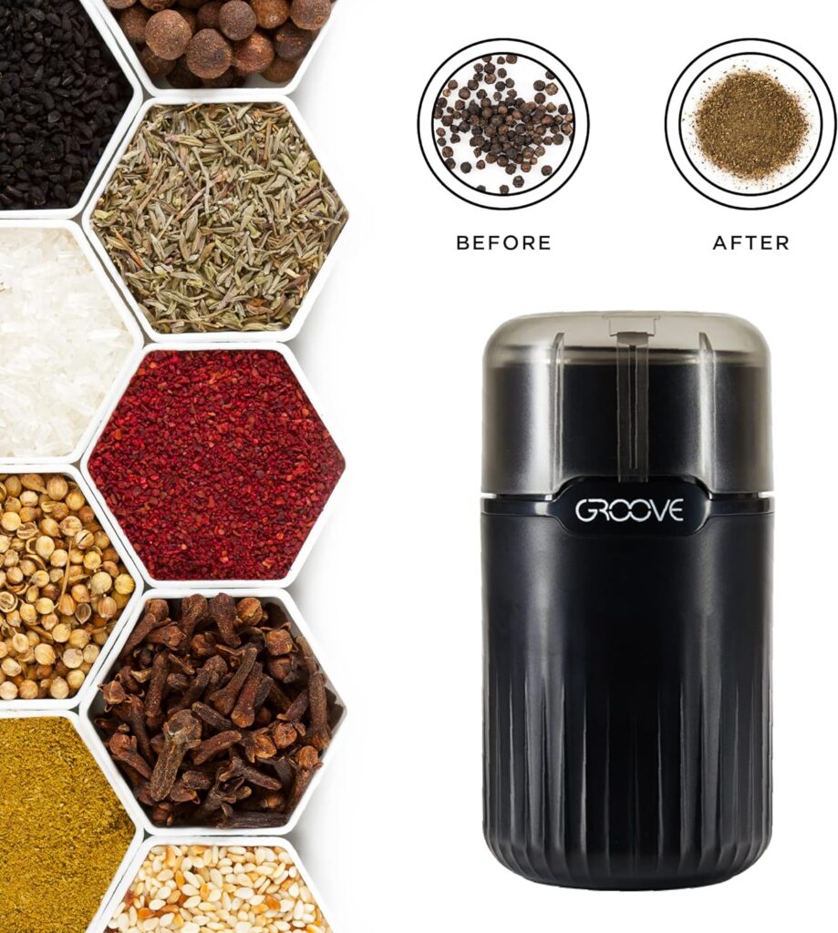 Groove RIPSTER Stainless Steel Electric Grinder: Large Capacity  Versatile Use, Adjustable Grind Settings with 30,000 RPM Motor - For Herbs, Spices, Coffee Beans,  More