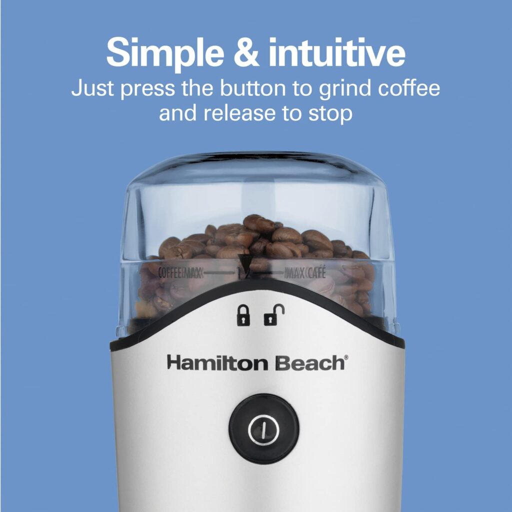 Hamilton Beach 4.5oz Electric Coffee Grinder For Beans, Spices  More, Stainless Steel Blades, Silver (80350RV)