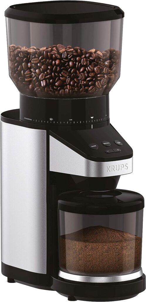 KRUPS GX420851 offee Grinder with Scale, 39 Grind Settings, Large 14 oz Capacity, intuitive Interface, Black