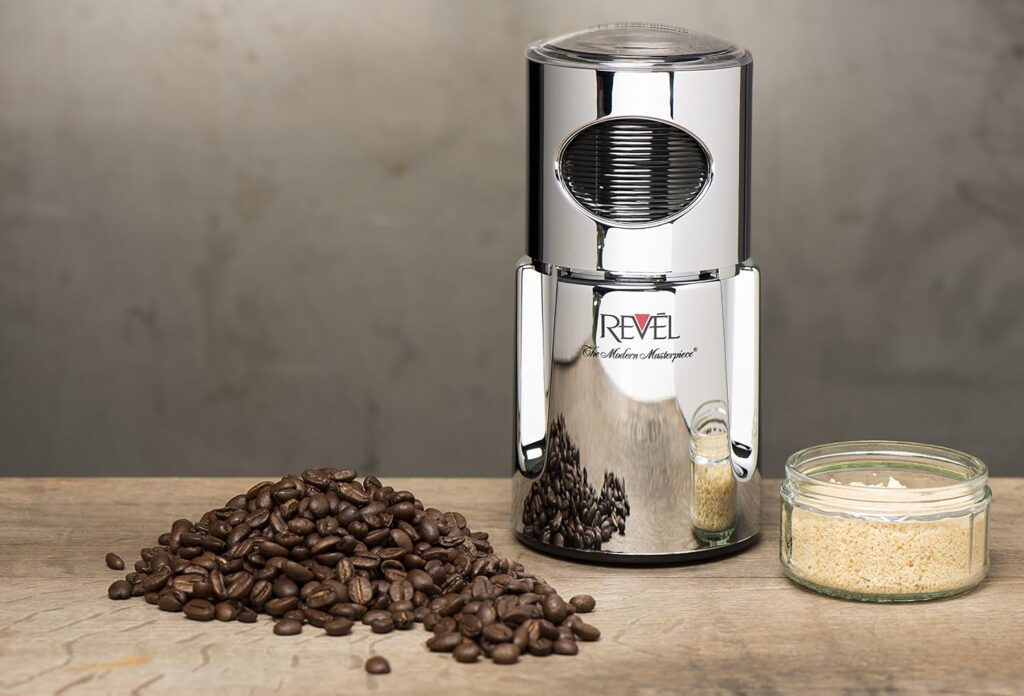 Revel Chrome Wet and Dry Coffee Spice Grinder, 220 Volts (Not for USA-European Cord), 4.5 x 4.5 x 8.5 inch