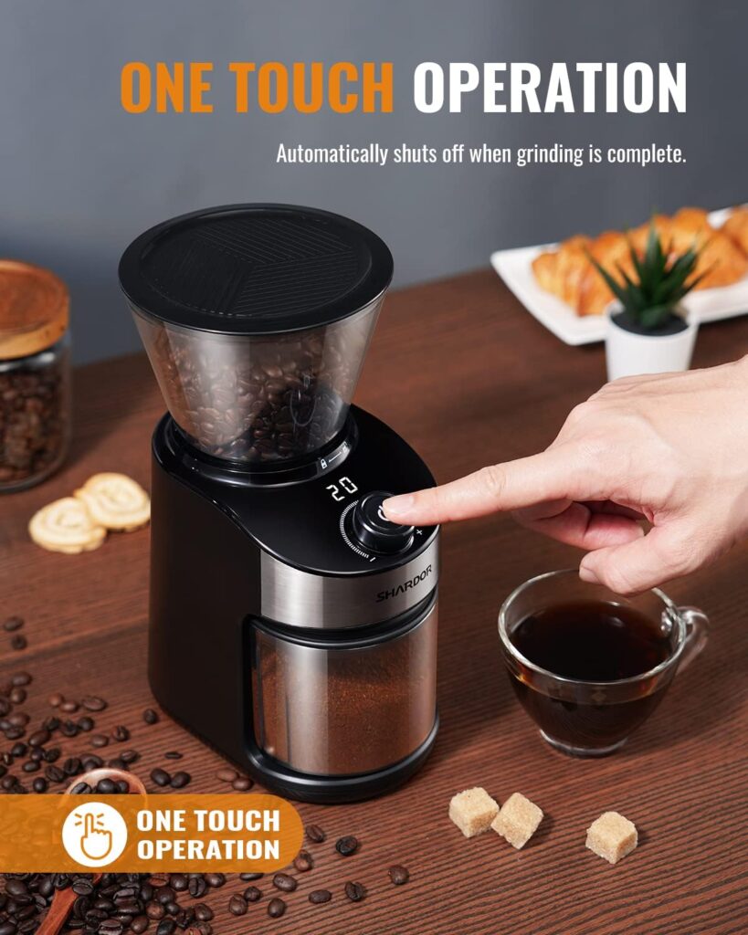 SHARDOR Coffee Grinder Burr Electric, Automatic Coffee Bean Grinder with Digital Timer Display, Adjustable Burr Mill with 25 Precise Grind Setting