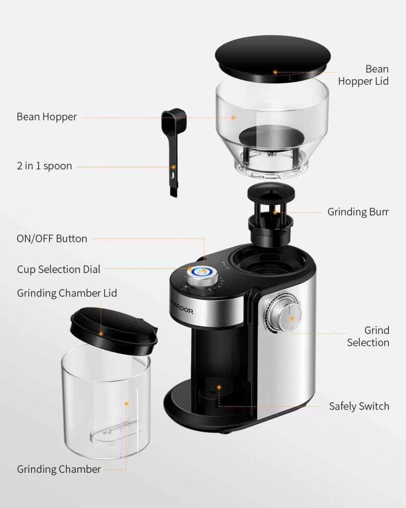 SHARDOR Electric Burr Coffee Grinder 2.0, Adjustable Burr Mill with 16 Precise Grind Setting for 2-14 Cup, Black