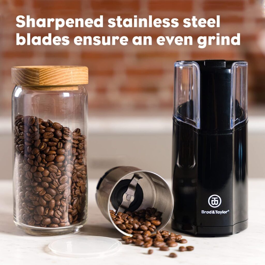 Brod  Taylor Coffee  Spice Grinder | Quiet Electric Stainless Steel, Removable 10oz Cup