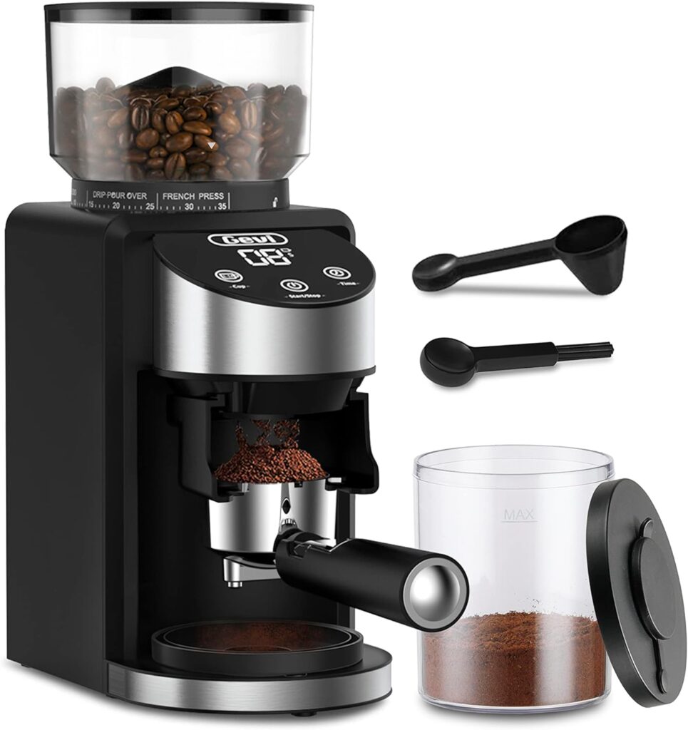 Gevi Burr Coffee Grinder, Adjustable Burr Mill with 35 Precise Grind Settings, Electric Coffee Grinder for Espresso/Drip/Percolator/French Press/American/Turkish Coffee Makers, 120V, Coffee Servers