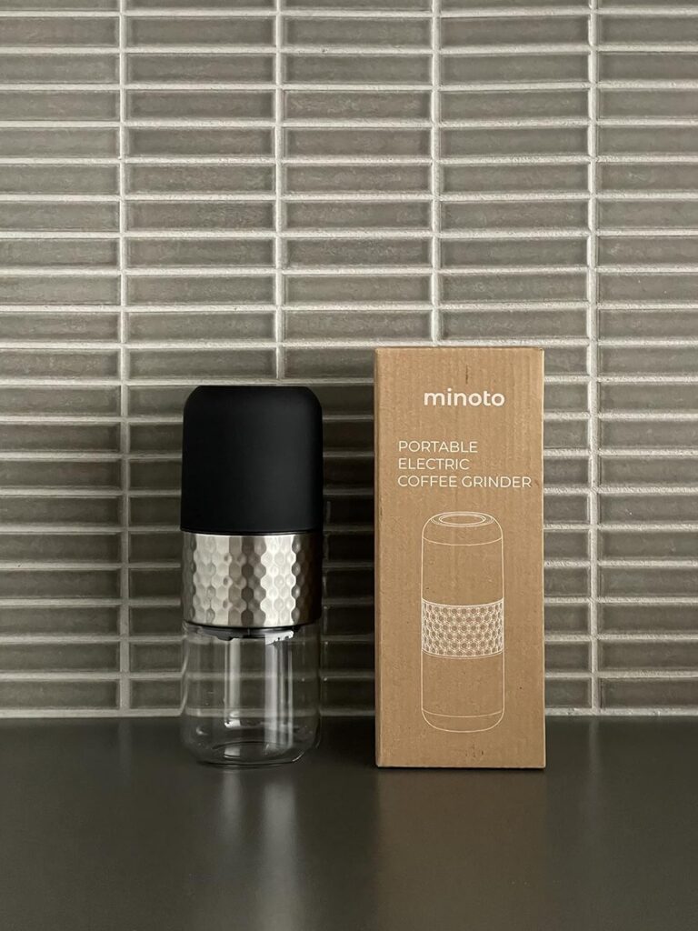 Minoto Electric Ceramic Conical Burr Coffee Grinder - 5 Adjustable Grind Settings - Whole Bean Mill for Aeropress, Drip Coffee, Espresso, French Press, Cold Brew - Portable  Travel Friendly