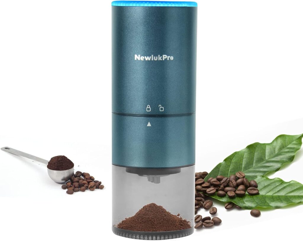 NewlukPro Coffee Grinder Electric, Portable Mini Conical Burr Mill, Stainless Steel Compact Cafe Grind with Precise Adjustable Settings,Automatic Coffee Bean Grinding for Drip Espresso PourOver