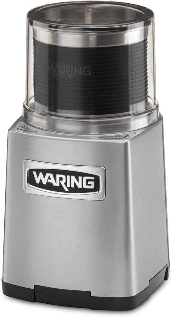 Waring Commercial WSG60 3 Cup Spice Grinder, 1 HP Motor, 20,000 RPMs, Pulse Actuation, Includes 2 stainless steel grinding-bowls-120V, 175W, 5-15 Phase Plug, 0.9 cu. ft.